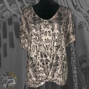 Dantelle Moon Snake V-Neck Twist Front Top - Size Small